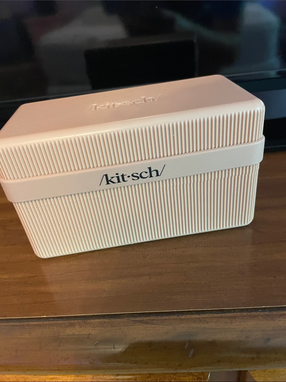 Kitsch Ribbed Accessory Box in Soft Blush